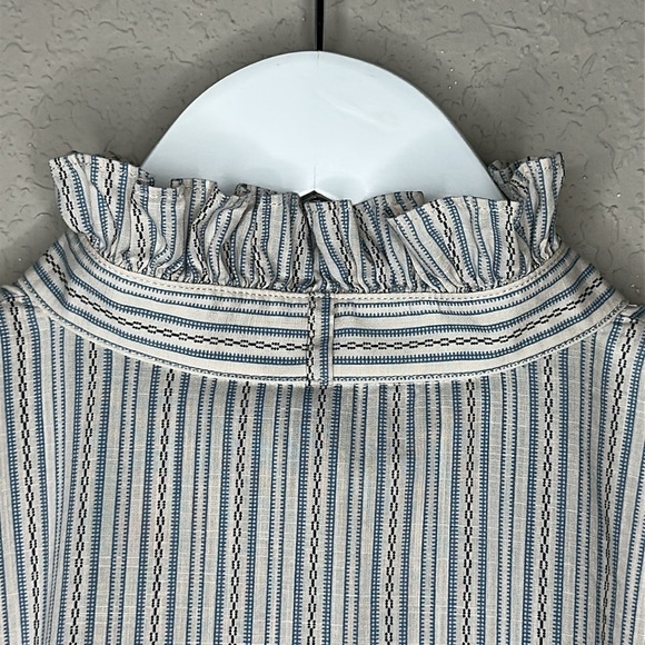 LRL Lauren Jeans Company 100% Cotton Ruffle Collar Button Down Shirt Size XL - Picture 7 of 14